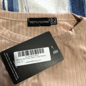 Prettylittlething Stone Rib Crew LS 16